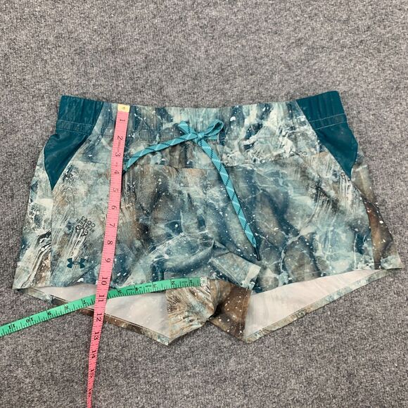 Under Armour Fusion Printed Shorts Womens L Large Blue Drawcord Lightweight - Picture 6 of 14